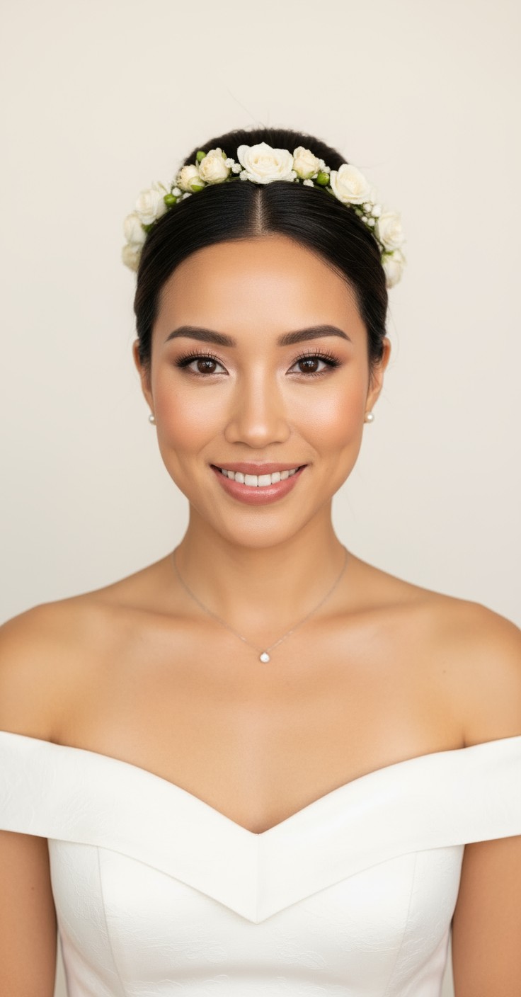 After Bridal Floral Bun